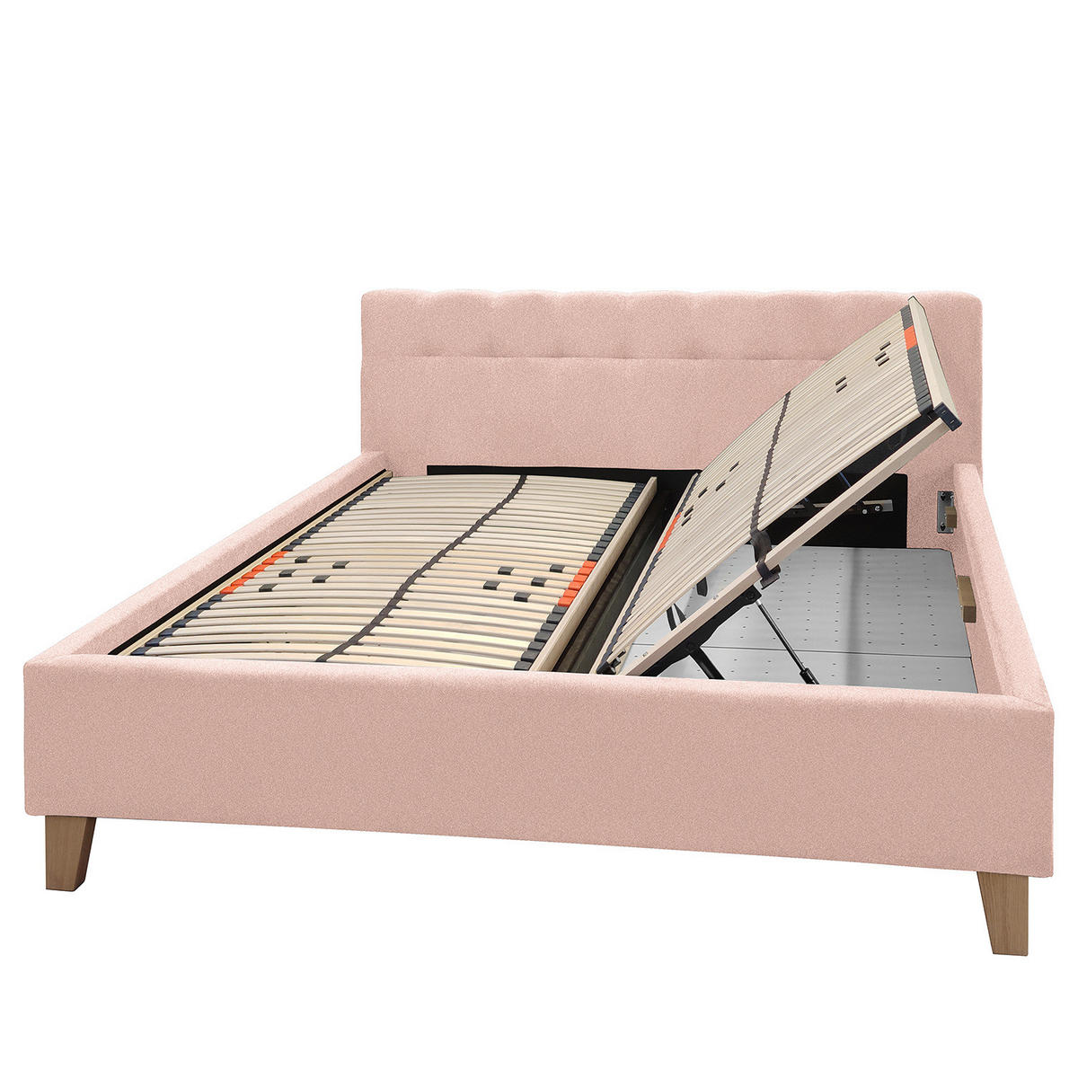 POLSTERBETT - Webstoff - Rosa, Holz/Textil (180/200cm) - home24