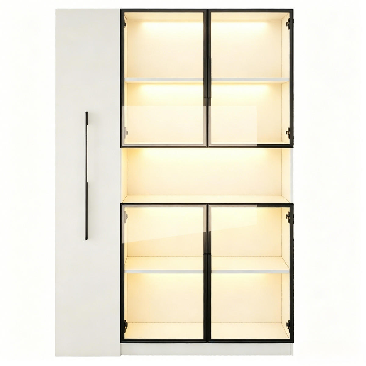 VITRINE LED Ausziehregal Schubladen 160cm Weiß - Weiß, Holzwerkstoff (110/160/35cm) - FLIEKS