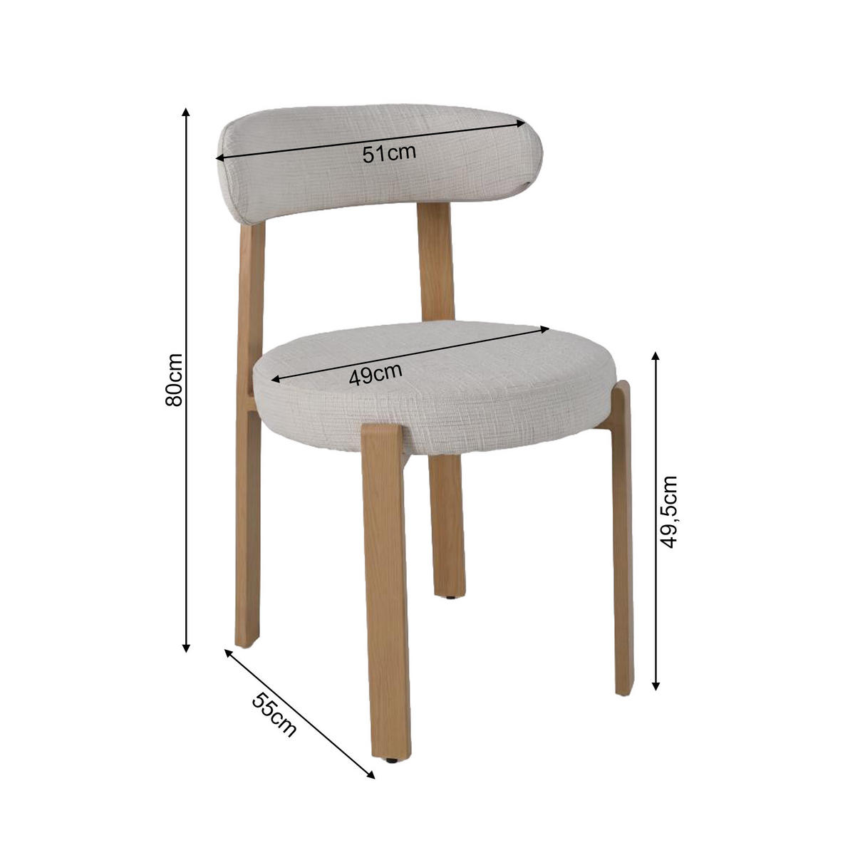 ESSZIMMERSTUHL Beige 51/55/80 2er-Set - Beige, Metall (51/80/55cm) - Mobili Rebecca