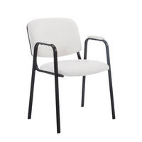 BESUCHERSTUHL Keen PRO, Kunstleder mit Armlehne - Gestell Schwarz / Bezug Weiß - Schwarz/Weiß, Textil/Metall (53/79/53cm) - TPFLiving