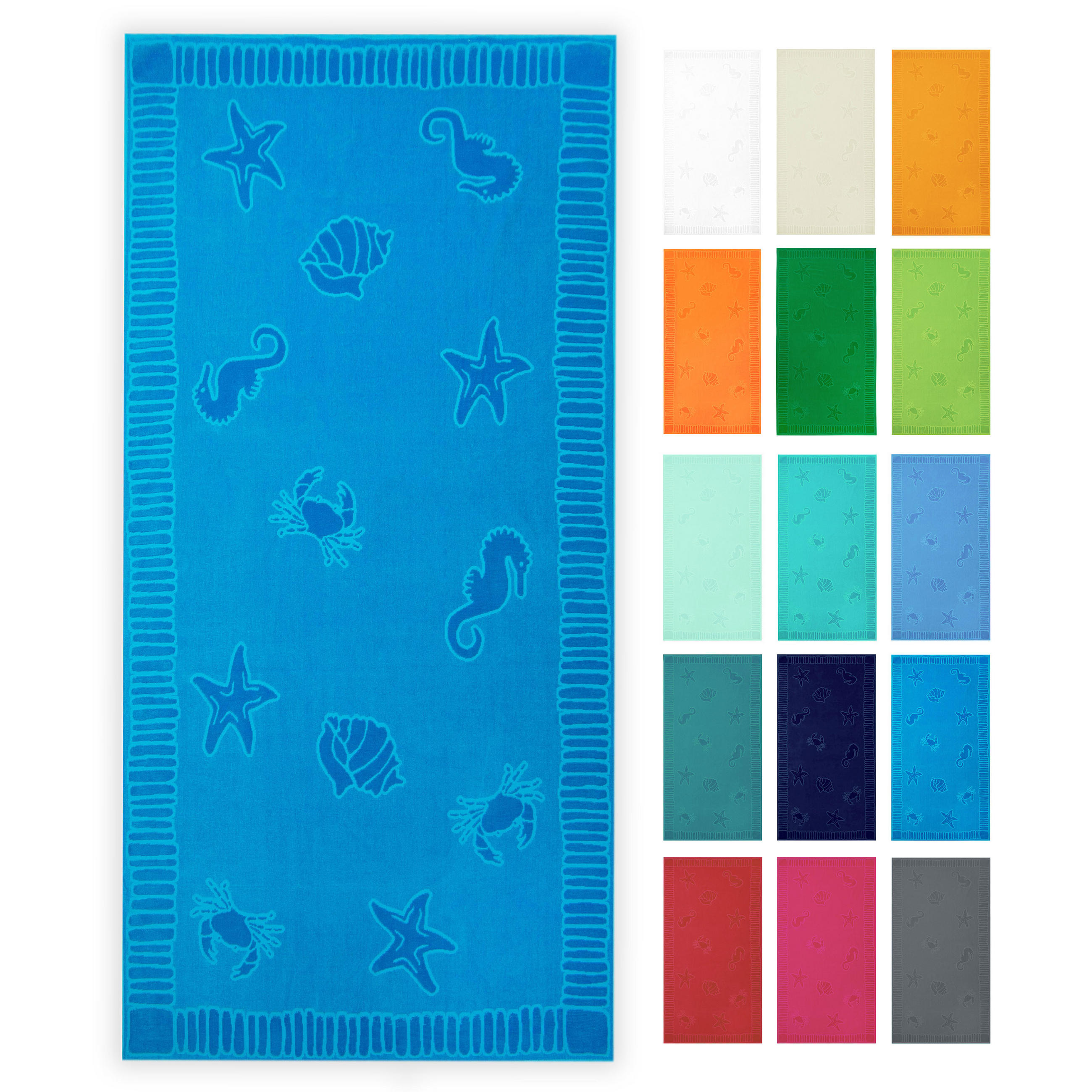 STRANDTUCH, 100x200 cm, 100% Baumwolle, Blau - Blau, Textil (100/200cm) - Zollner