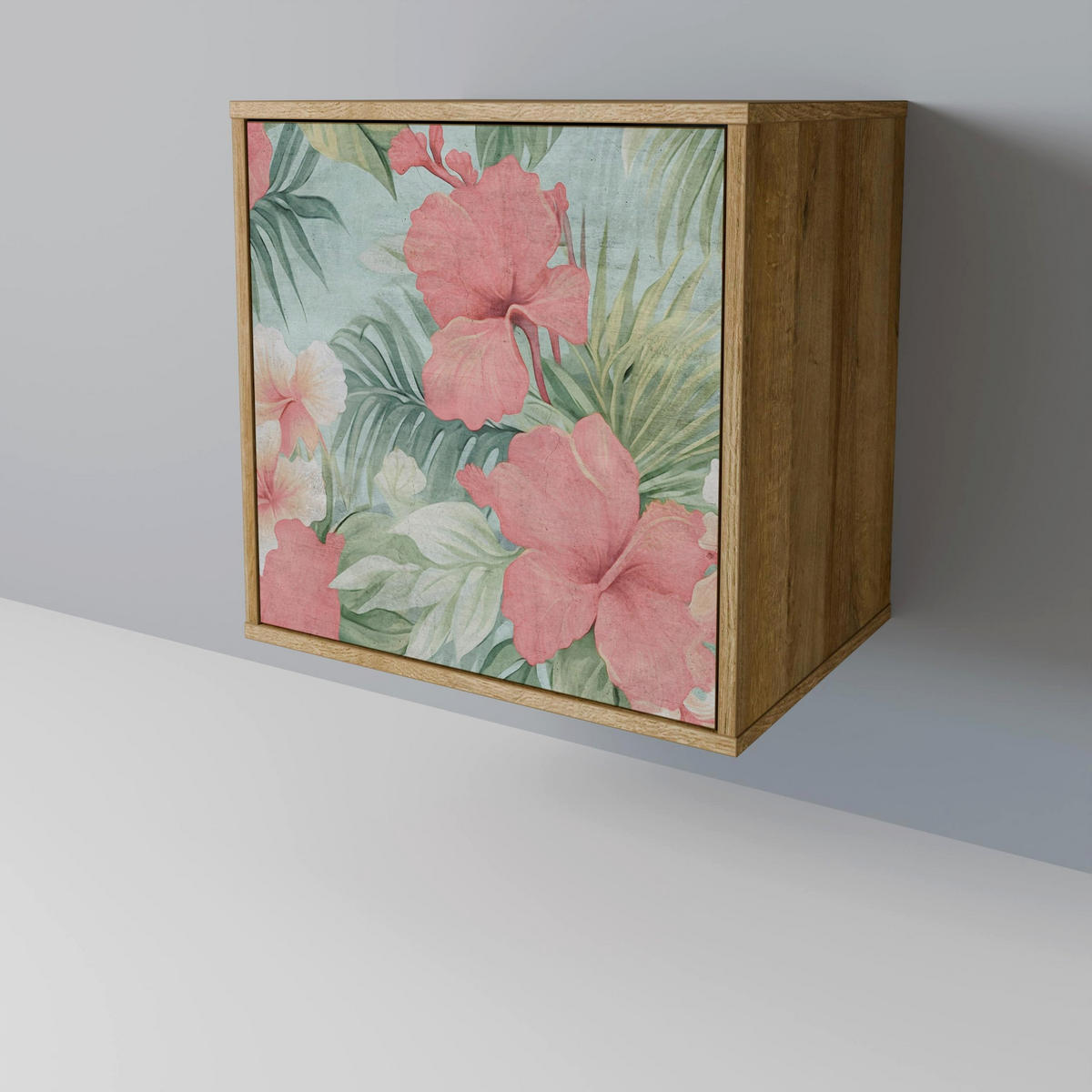 SIDEBOARD HAWAIIAN SPIRIT, Eichefarben, 57,5x42x75,5 cm, Goldfarbene Metallfüße - Eichefarben/Goldfarben, Holzwerkstoff/Metall (57.5/75.5/42cm) - SpaceRebels