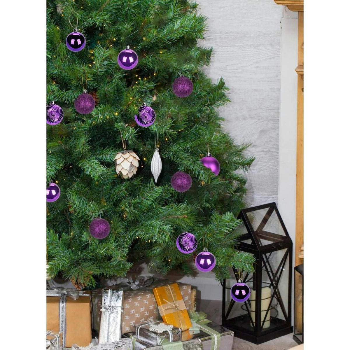 WEIHNACHTSKUGELN 6-teiliges Set 10 cm Lila bruchsicher Kunststoff - Multicolor, Kunststoff (10/10/10cm)