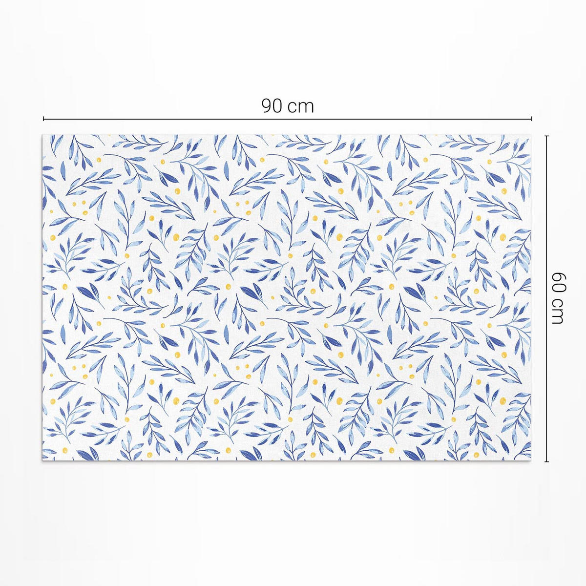 TEPPICH 60x90 cm Subtile Aquarellzweige mit Boho-Akzenten - Dunkelblau, Kunststoff (60/90cm) - Wallfluent