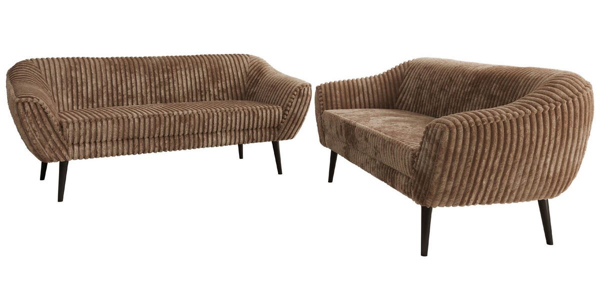 SEDACÍ SOUPRAVA 3+3 PIRS - Hnědá Manšestr - Černé nohy - černá/hnědá, kompozitní dřevo/textil (180/75/74cm) - MKS