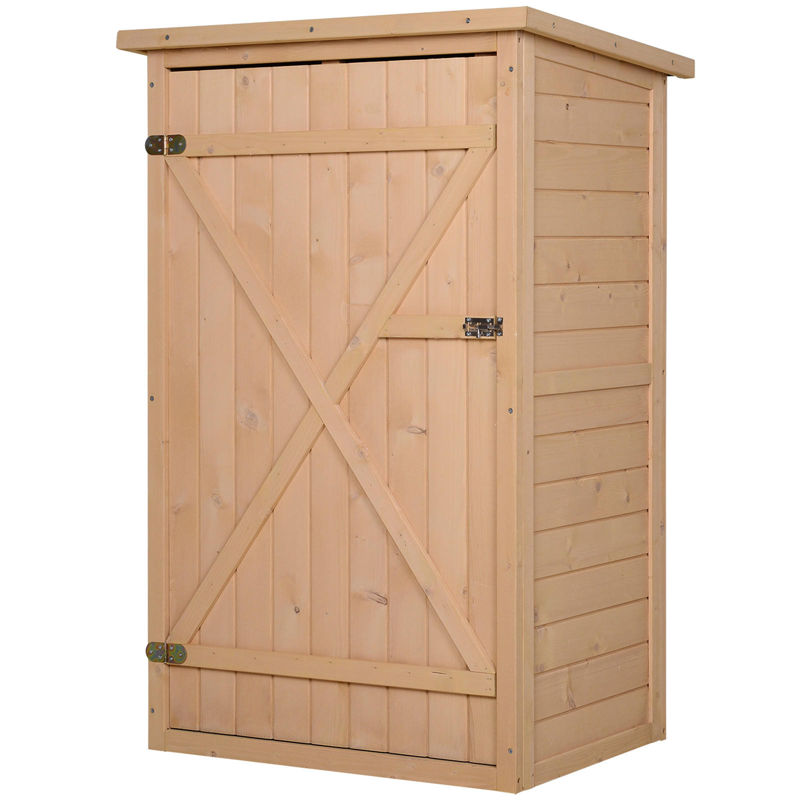 GARTENHAUS Geräteschuppen mit Regalböden, Lagerschuppen für Garten, Tanne, Naturholz - Fichtefarben, Holz (56/115/75cm) - Outsunny