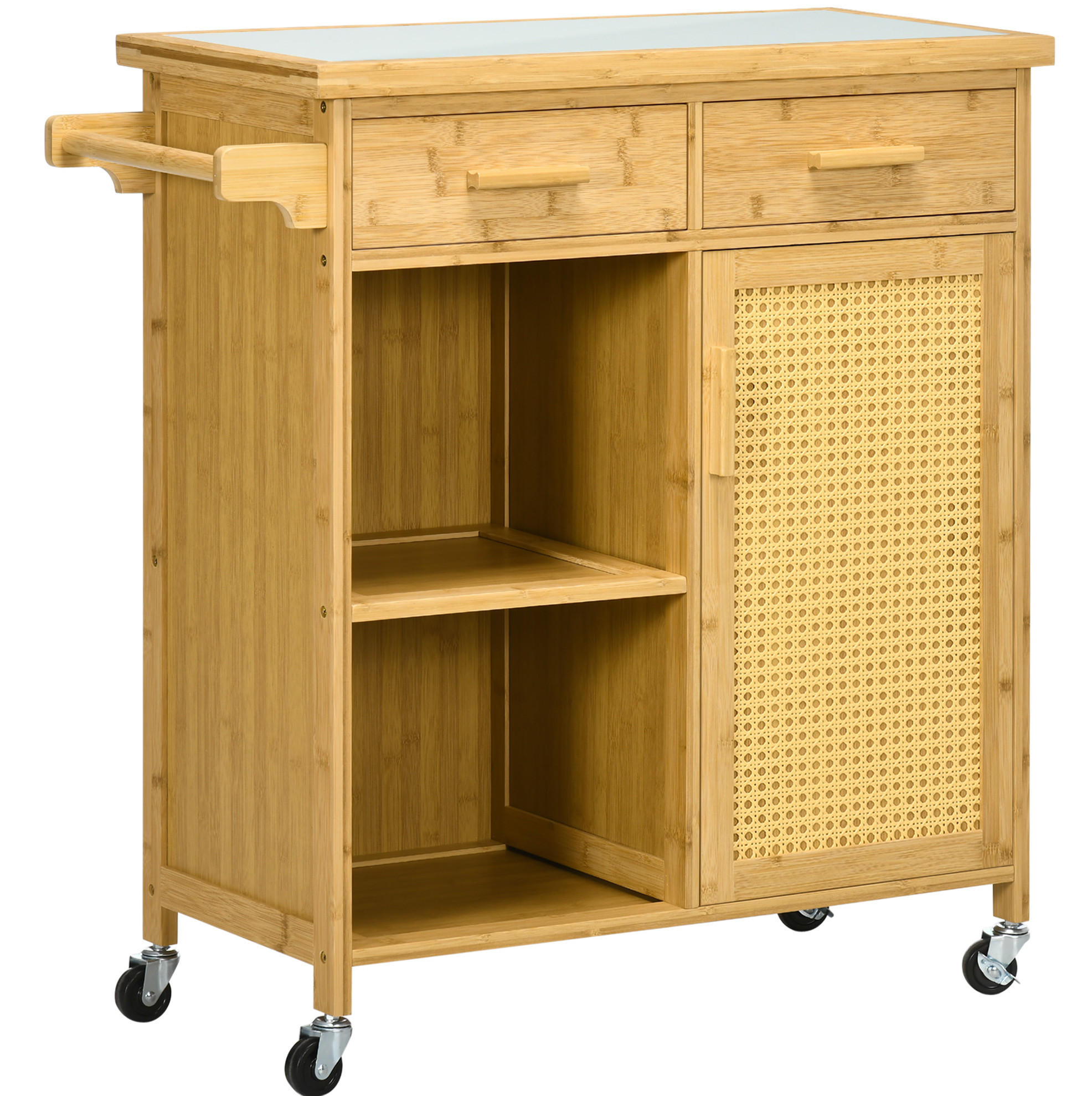 KÜCHENWAGEN mit Arbeitsplatte und Stauraum Natural Wood - Naturfarben, Holz (36/85/84cm) - Beauniv