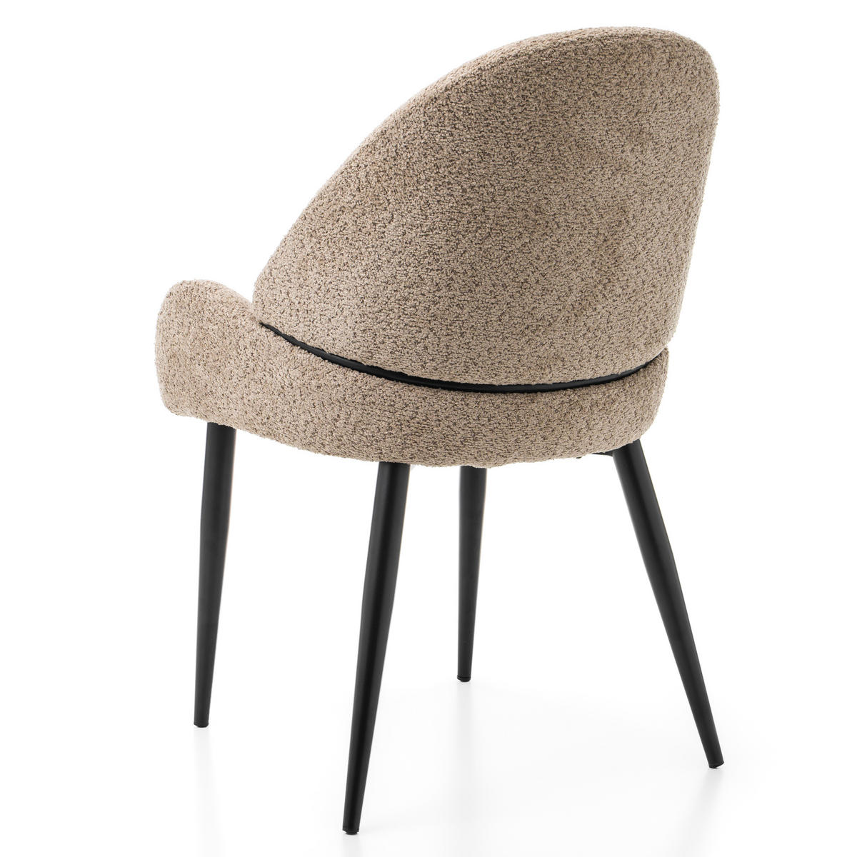 STUHL BERGAMO gepolsterter mit Steppung - dunkelbeige - Boucle - Beige/Schwarz, Textil/Metall (56/91/61cm) - NEW HOME