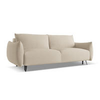 3-SITZER SOFA mit Schlaffunktion Chenille Stoff Beige - Beige/Schwarz, Textil/Metall (230/86/105cm) - Makamii