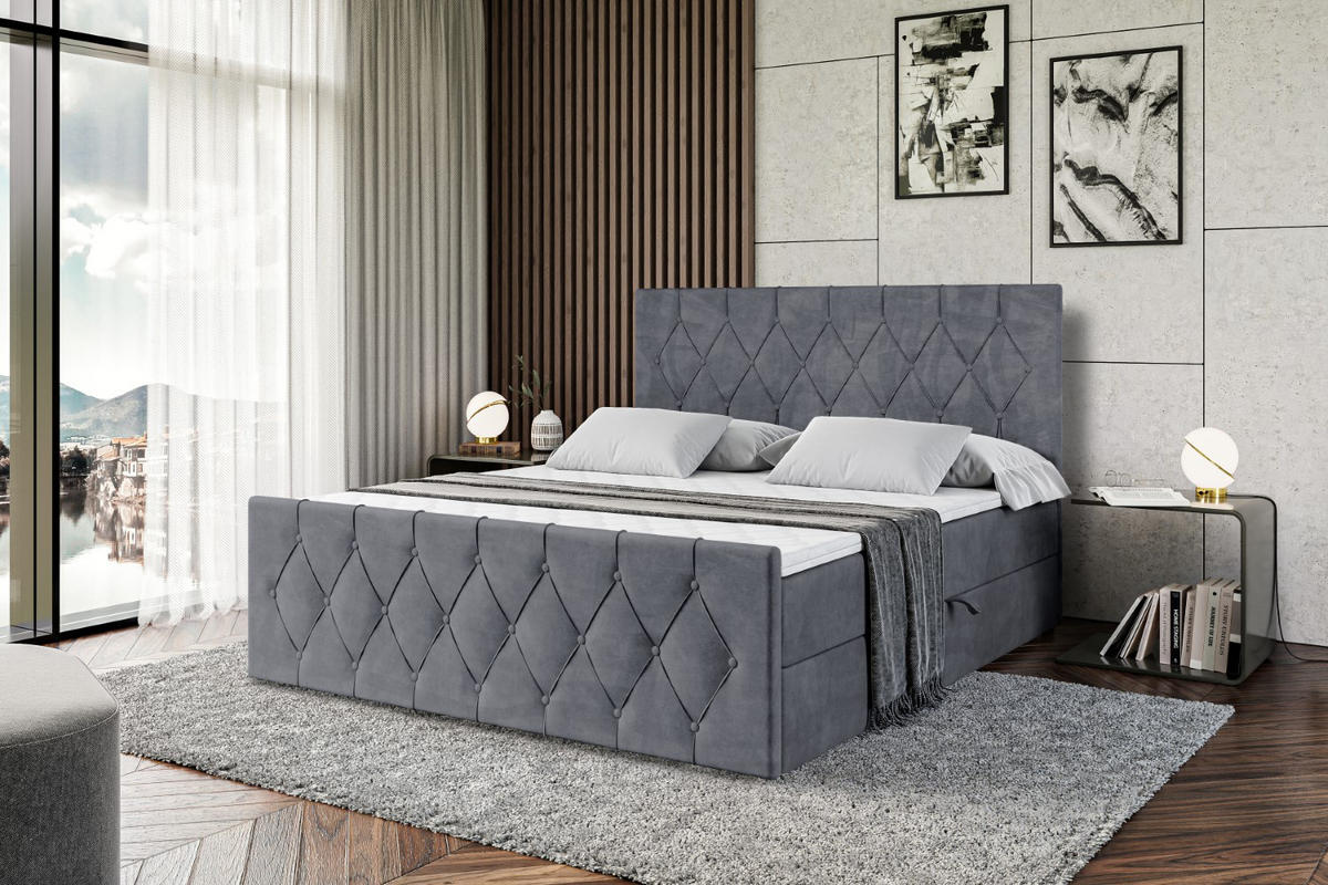 BOXBETT VELANTO-Z - 140 x 200 - H4 - Dunkelgrau - Dunkelgrau, Holzwerkstoff (140/200cm) - ALTDECOR