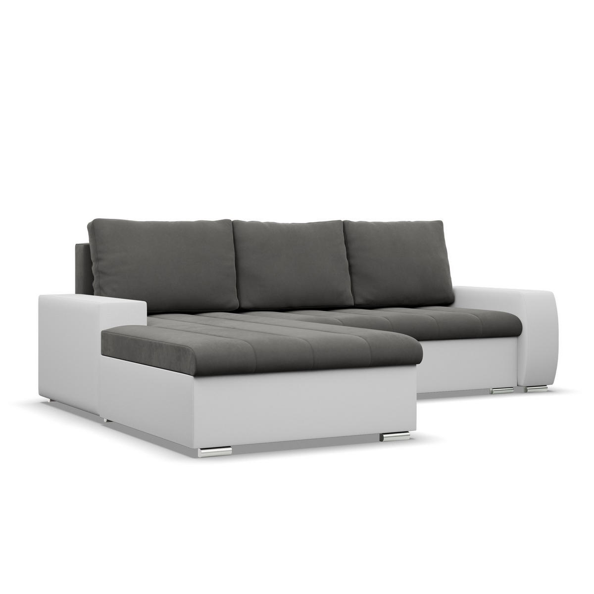 ECKSOFA MIT SCHLAFFUNKTION AURORA LINKS, Dunkelgrau + Grau - Dunkelgrau/Hellgrau, Textil (243/200cm)