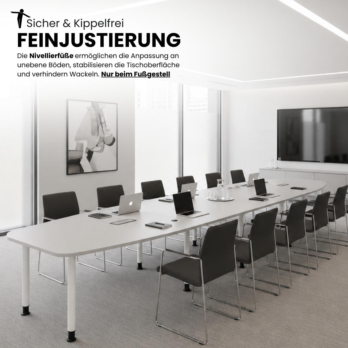KONFERENZTISCH XXL KT52 130/520/74 cm in Eichefarben/Säule in Silberfarben - Eichefarben/Silberfarben, Holzwerkstoff (130/520/74cm) - bümö