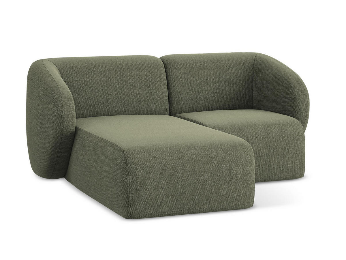 ECKSOFA Links Bouclé Stoff Grün - Schwarz/Olivgrün, Holzwerkstoff/Kunststoff (178/166cm) - Makamii