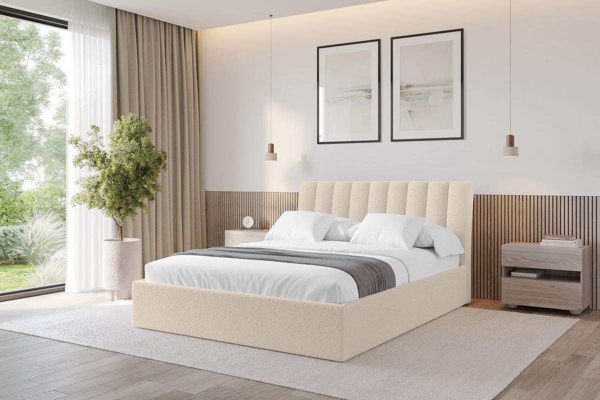POLSTERBETT mit Bettkasten und Lattenrost, Boxbett ohne Matratze - ILAN 180x200 Dunkelbeige - Cappuccino, Holzwerkstoff/Textil (180/200cm) - ALTDECOR