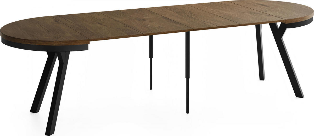 ESSTISCH Vero Neo rund ausziehbar verlängerbar, Eiche Braun Rustikal 100-300/100/77 cm - Alteiche/Schwarz, Holz/Holzwerkstoff (100/300/77cm) - WFL GROUP