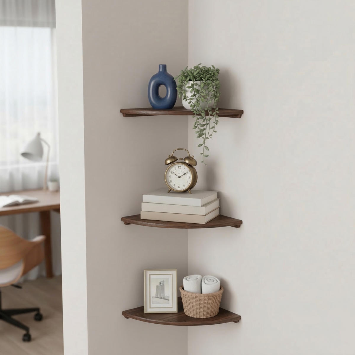 ROHOVÁ pol. - hnedá, drevo (30/3/30cm) - Relaxdays