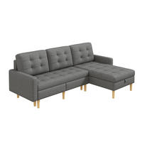 ECKSOFA L Form Stauraum Chaiselongue 3 Sitzer Grau 212cm - Grau, Textil (212/130cm) - FLIEKS