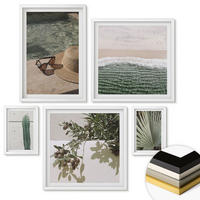 WANDBILDER 5er-Set - 50x50 cm & 20x30 cm & 40x60 cm Weißer Rahmen - Zubehör für tropische Pflanzen - Weiß, Kunststoff (40/60cm) - ArtPrintCave
