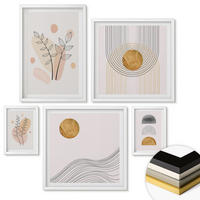 WANDBILDER 5er-Set - 50x50 cm & 20x30 cm & 40x60 cm Weißer Rahmen - Berge, Wasserfälle, Vögel, Blumen - Weiß, Kunststoff (40/60cm) - ArtPrintCave