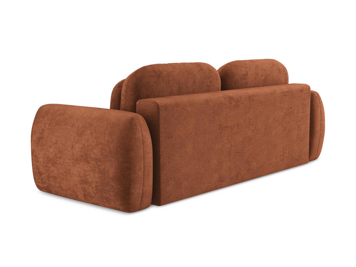 3-SITZER SOFA mit Schlaffunktion Chenille Stoff Orange - Terracotta/Schwarz, Holzwerkstoff/Kunststoff (266/95/121cm) - LaMiaSofa