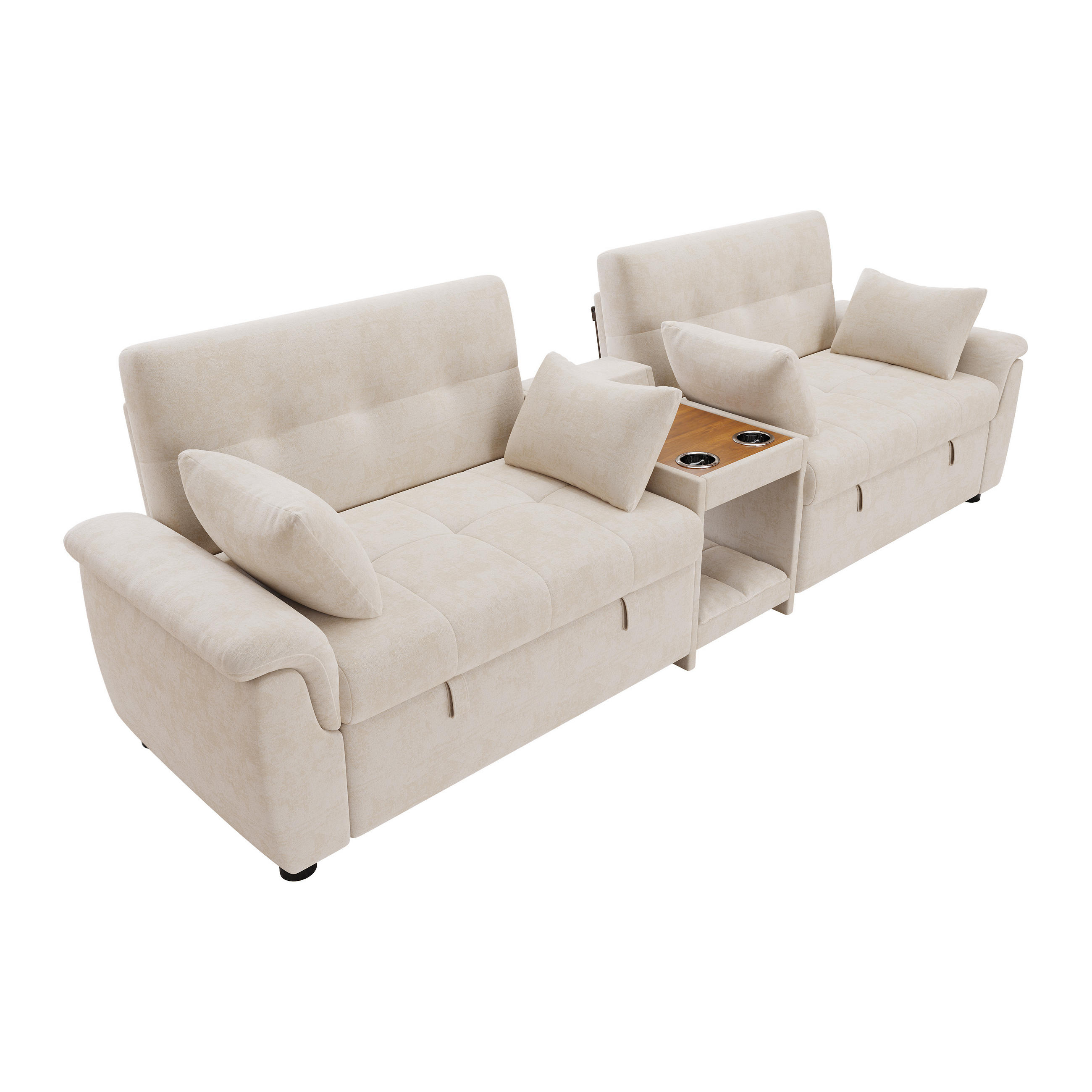 SOFA U Oblik na Razvlačenje Chenille 284x138x89 cm Bež - bež, tekstil (284/89/138cm) - FLIEKS