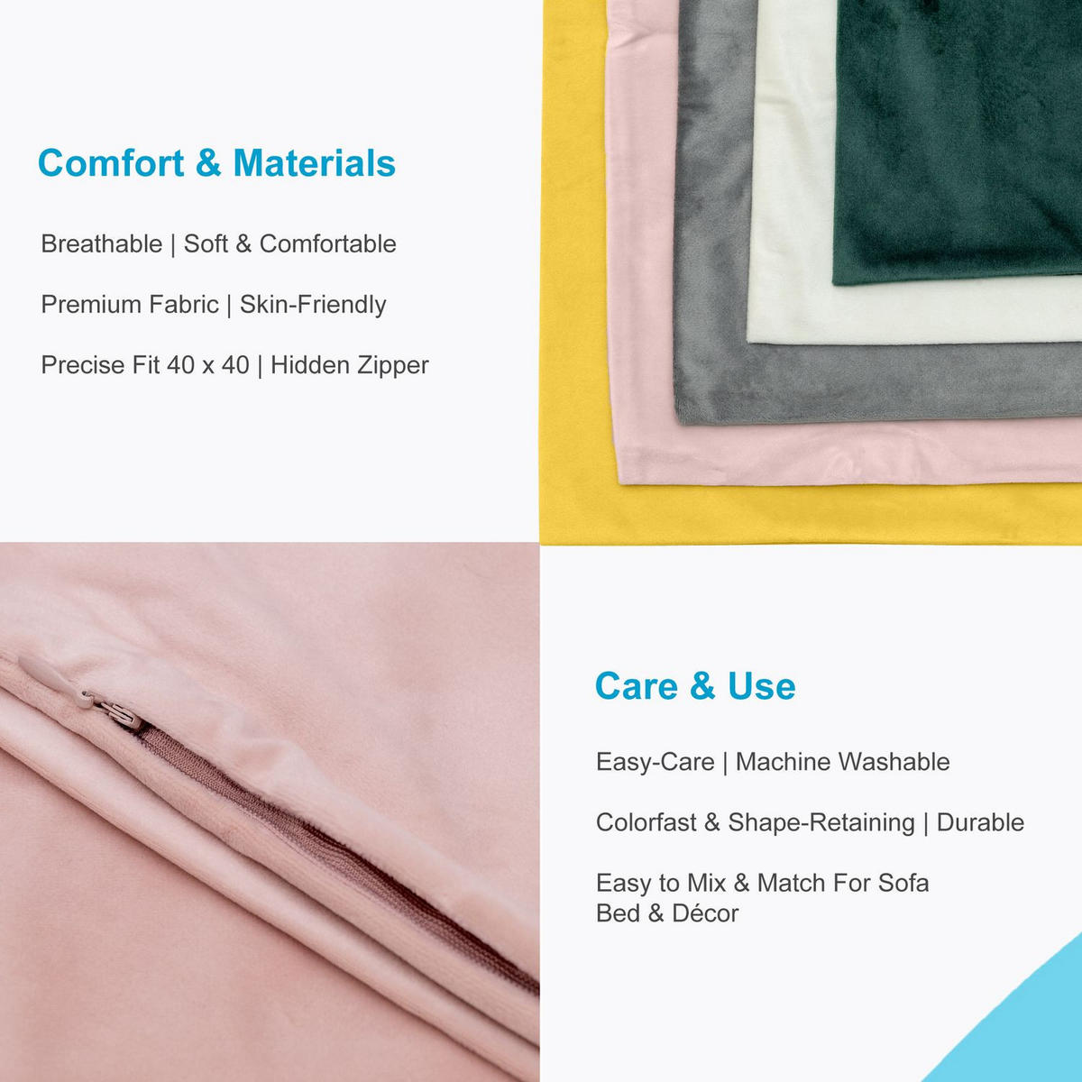 KISSENHÜLLEN-SET (2-tlg.) 40/40 cm (Rosa) - Rosa, Textil (40/40cm) - Intirilife