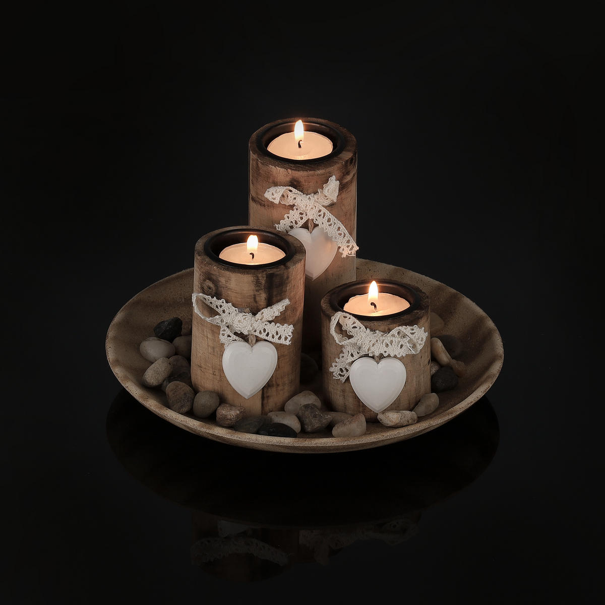 TEELICHTHALTER - Hellbraun, Holz/Holzwerkstoff (13cm) - Relaxdays