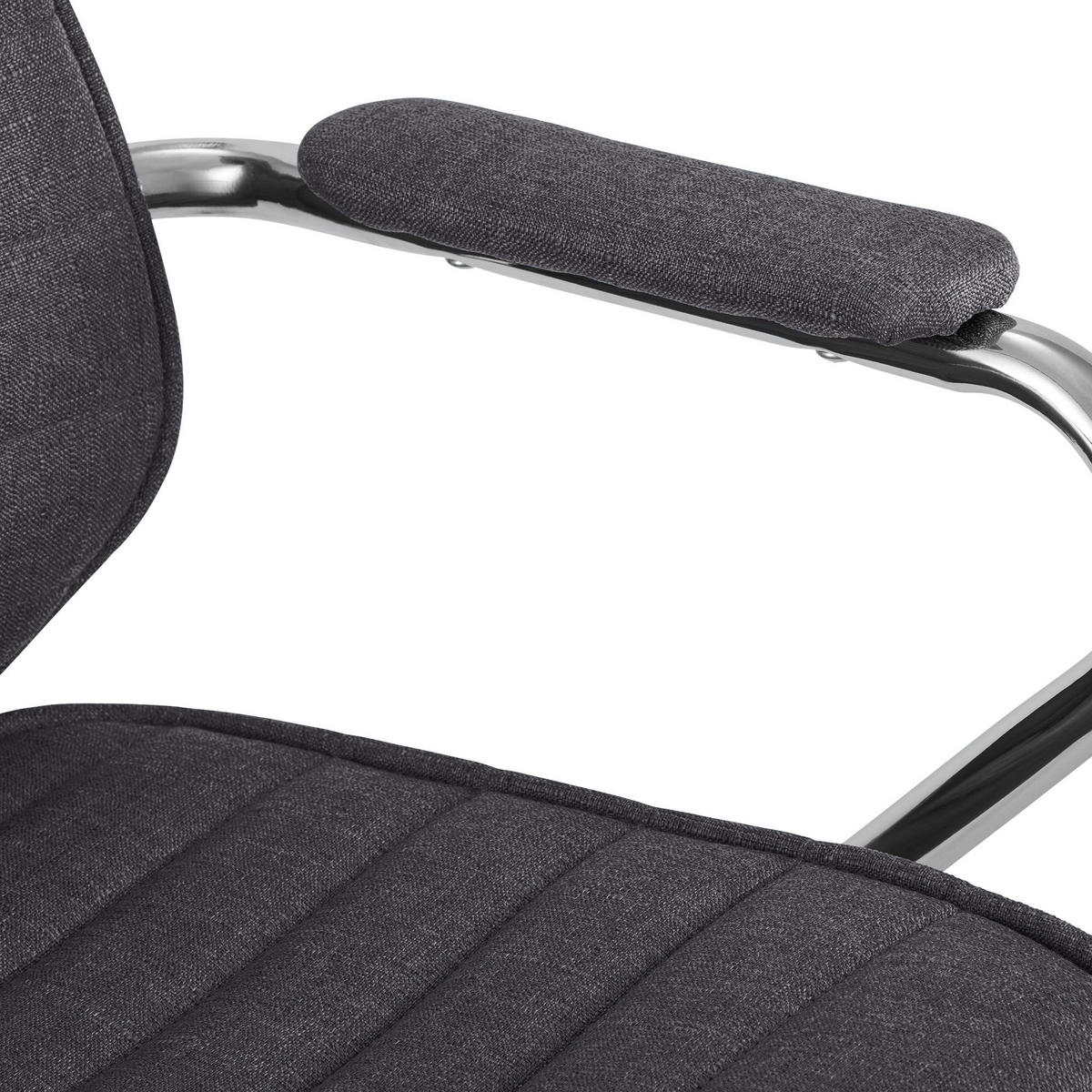 CHEFSESSEL Stoff Dunkelgrau - Chromfarben/Dunkelgrau, Textil/Metall (60/117/67cm) - CLP