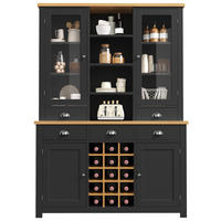 HOCHSCHRANK Glas SoftClose Weinregal Metallgriffe Schwarz - Schwarz, Glas (120/185/40cm) - FLIEKS