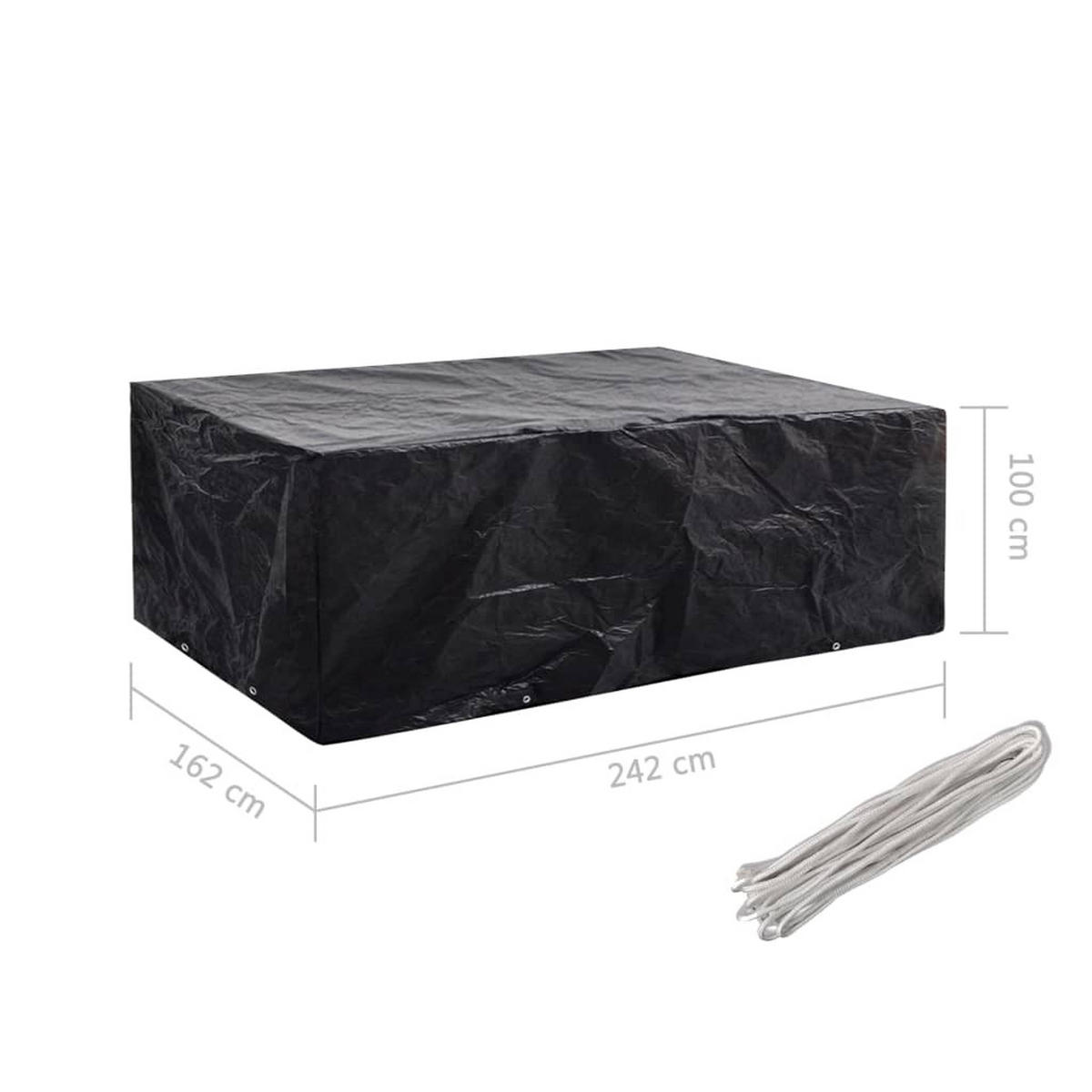GARTENMÖBEL-ABDECKUNG 8 Ösen 242/162/100 Cm - Schwarz, Kunststoff (242/162/100cm) - vidaXL