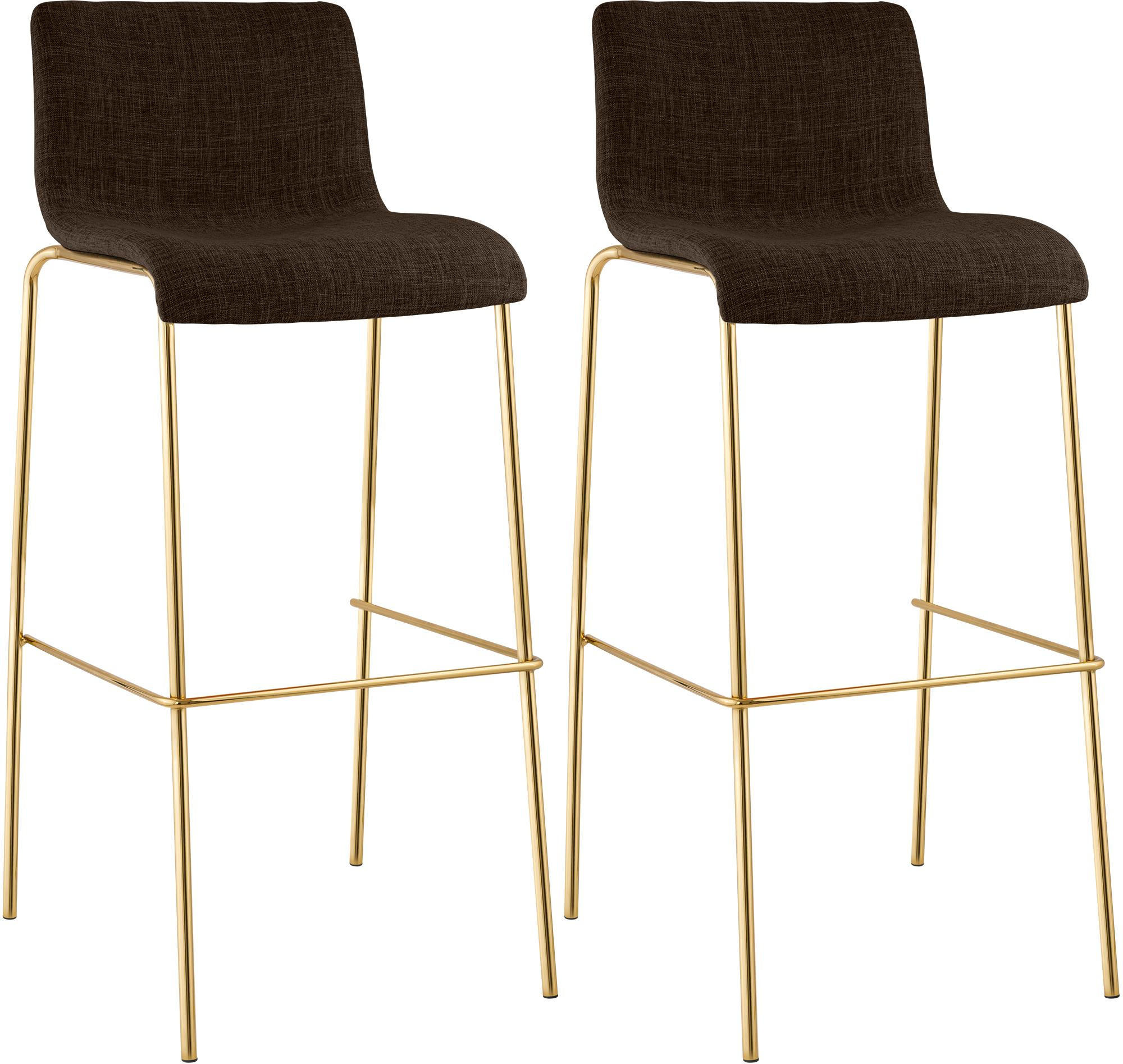 BARSTOL Hover i Tyg med Fyra Ben Guldfärgad, set om 2 - Brun/Guldfärgad, Textil/Metall (43/100/48cm) - CLP