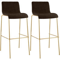 BARHOCKER 2 Stoff Braun - Goldfarben/Braun, Textil/Metall (43/100/48cm) - CLP