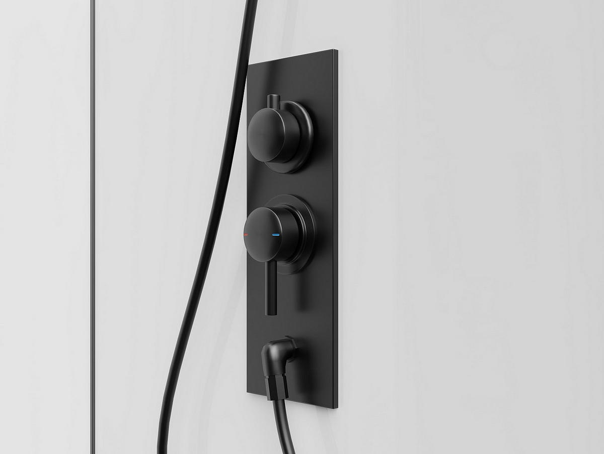 DUSCHKABINE - 80cm x 80cm - Sicherheitsglas - schwarz, weiß - BADONI - Schwarz/Weiß, Glas (80/80/200cm) - Vente-Unique