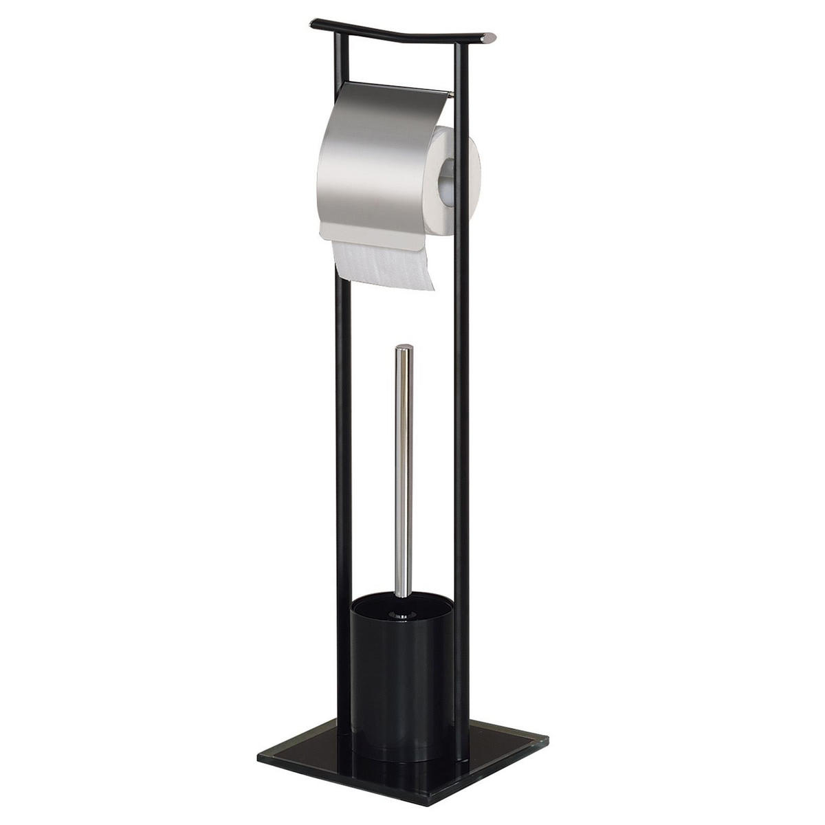 WC GARNITUR ONA - Schwarz, Glas/Metall (19/70/19cm) - IDIMEX