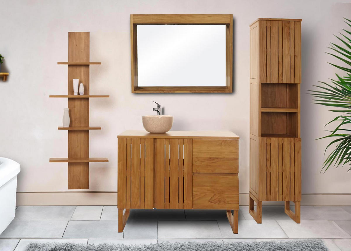 TEAK-WANDREGAL Braun - Braun, Holz (56/151/15cm) - MCW