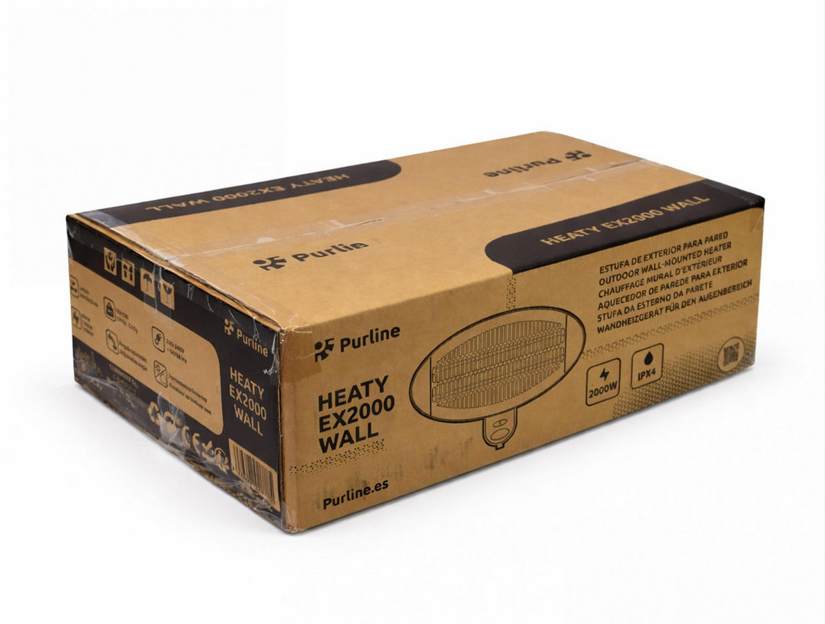 HALOGEN-HEIZUNG für Wandmontage Schwarz für Außenbereich und Bad 2000 W - Schwarz, Kunststoff/Metall (50/32/15cm) - Purline