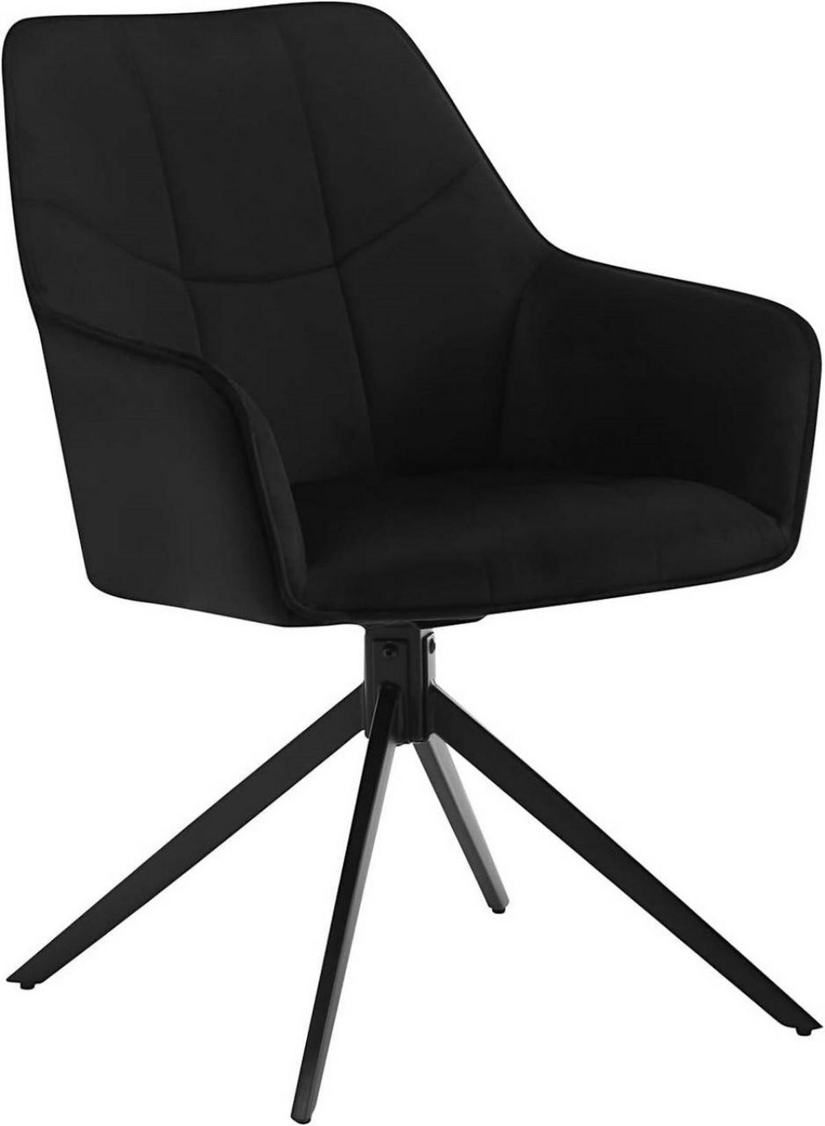 ESSZIMMERSTUHL drehbar, Samt, Metallbeine, Schwarz - Schwarz, Kunststoff/Textil (58/86/63.5cm) - Woltu