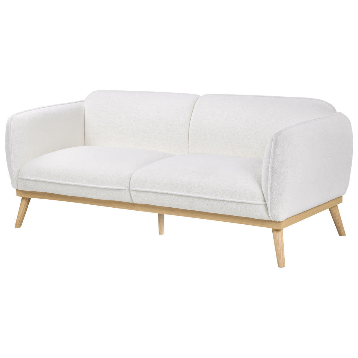 SOFA-SET 5-Sitzer Bouclé Weiß Ljung - Hellbraun/Weiß, Textil (210/82/82cm) - Beliani