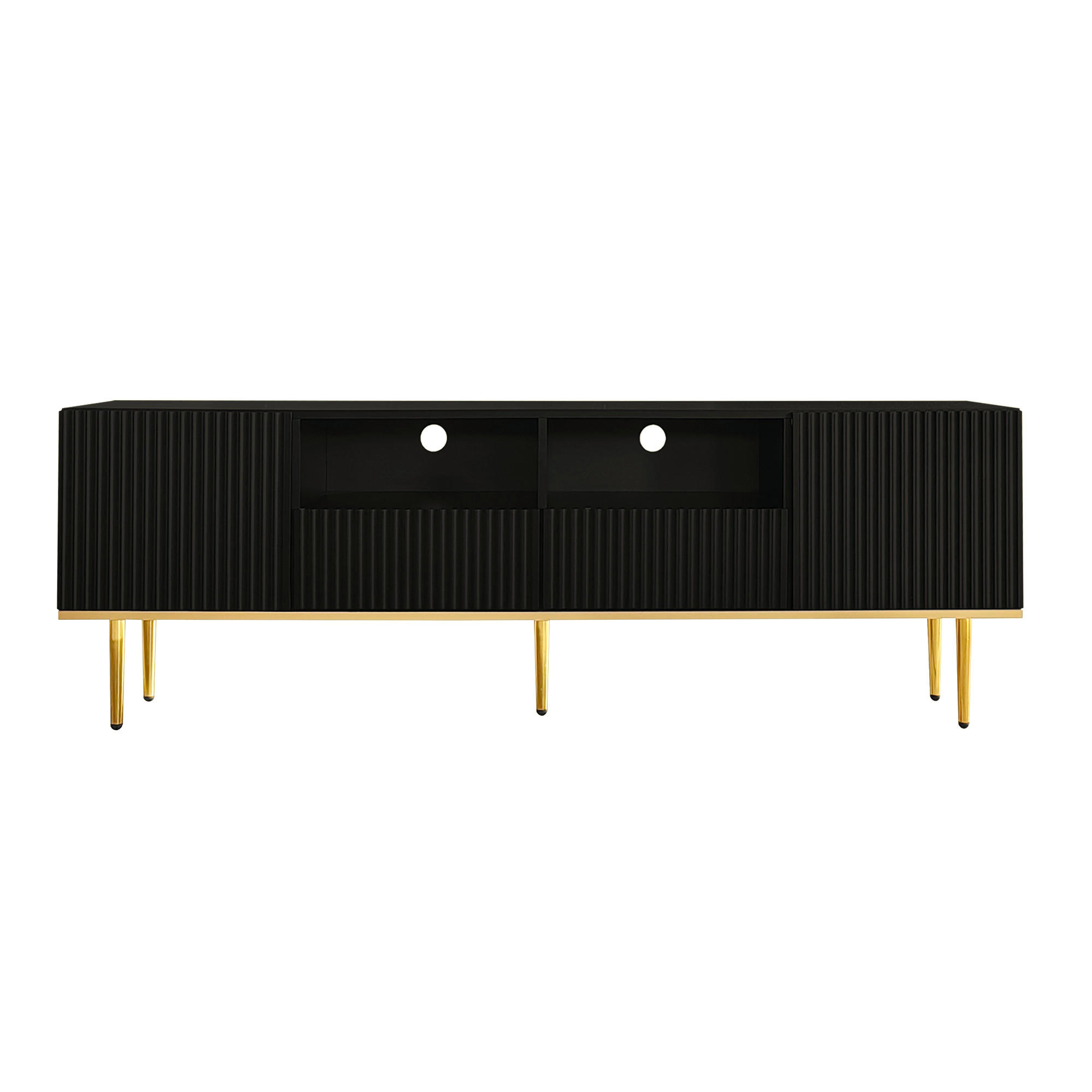 TV-MÖBEL Schwarz 165/36/55 cm - Schwarz, Holzwerkstoff (165/55/36cm) - PANGIVO