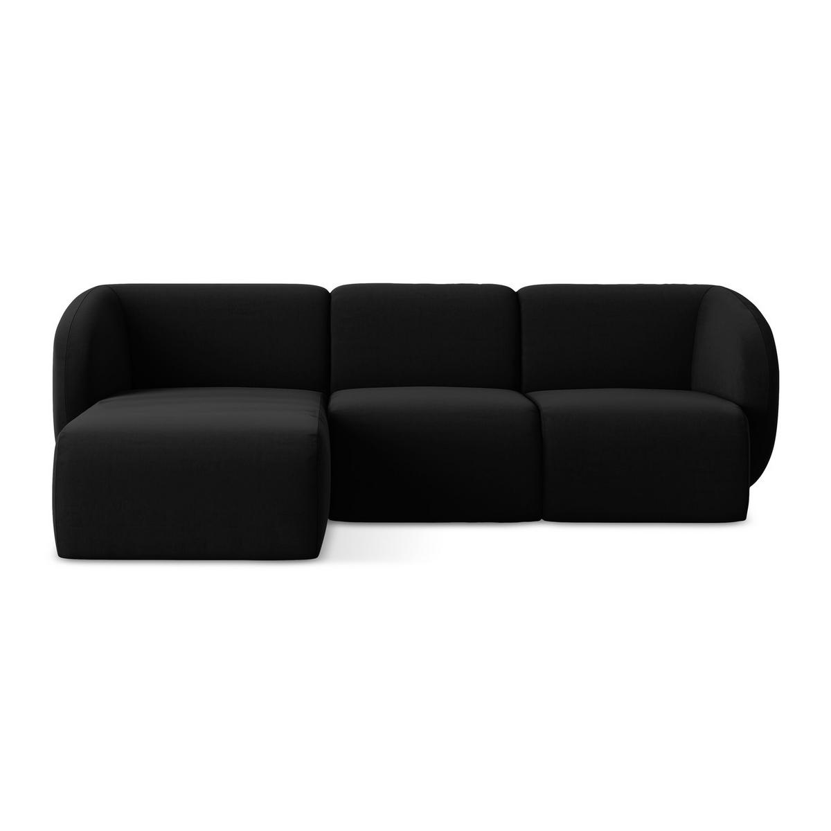 ECKSOFA Links Samt Stoff Schwarz - Schwarz, Holzwerkstoff/Kunststoff (248/166cm) - LaMiaSofa