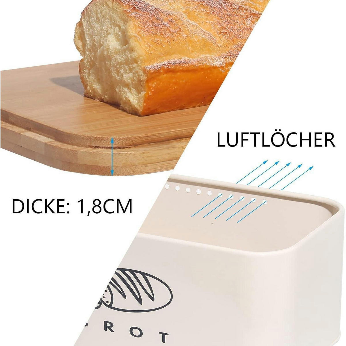 BROTKASTEN mit Deckel 30 cm Beige - Multicolor, Metall (18/14/30cm)