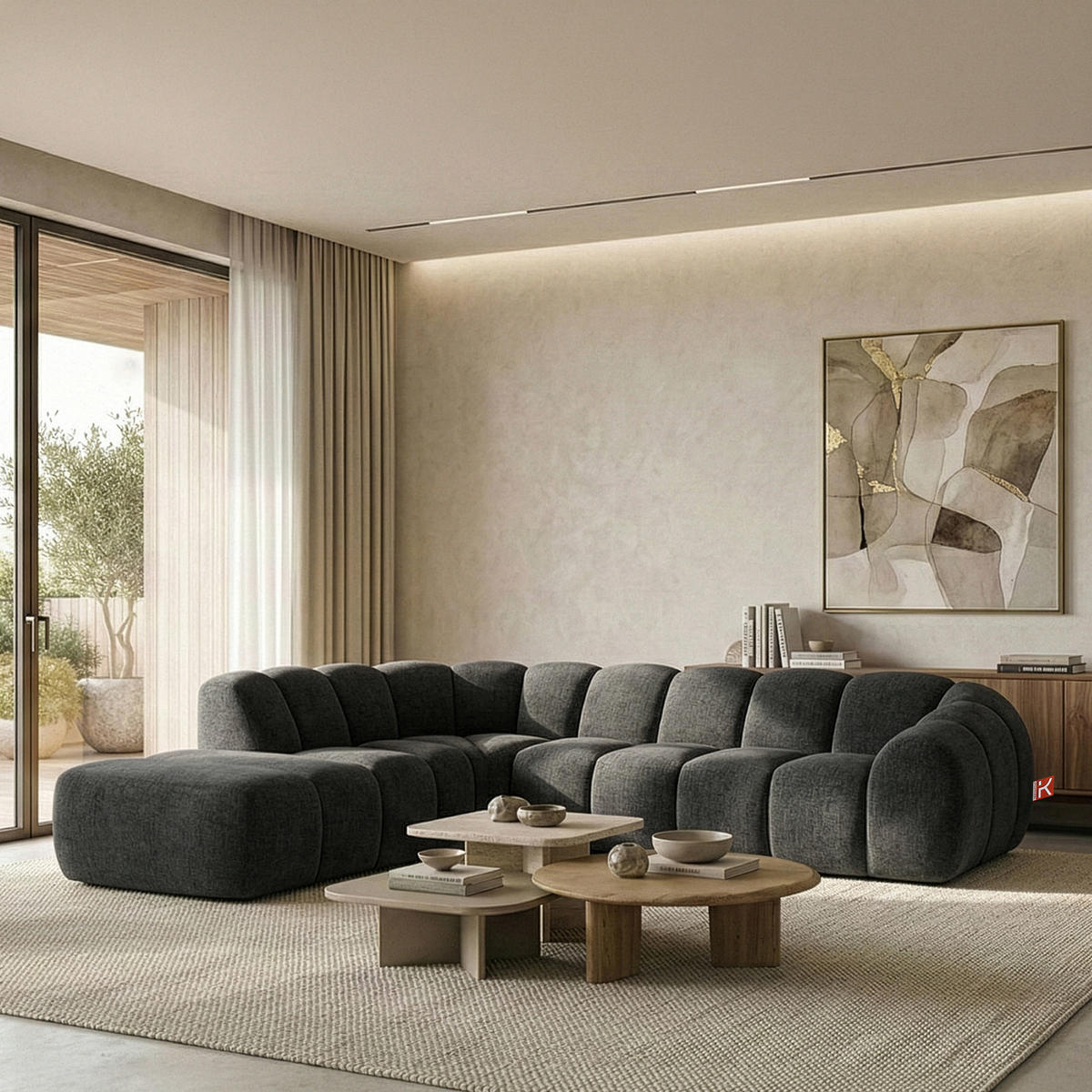 ECKSOFA LINKS FLAVA, Graphitfarben - Graphitfarben, Holz/Holzwerkstoff (310/274cm) - KONSIMO®