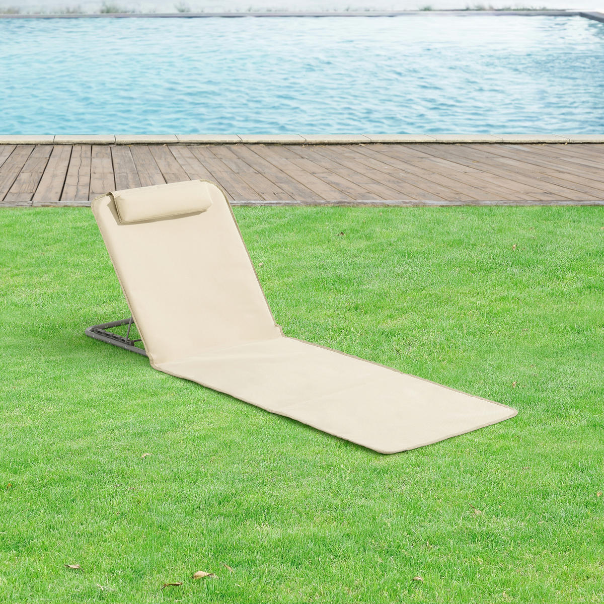STRANDMATTEN-SET 2 TLG. Donostia - Beige, Textil/Metall (143/44/48cm) - [en.casa]