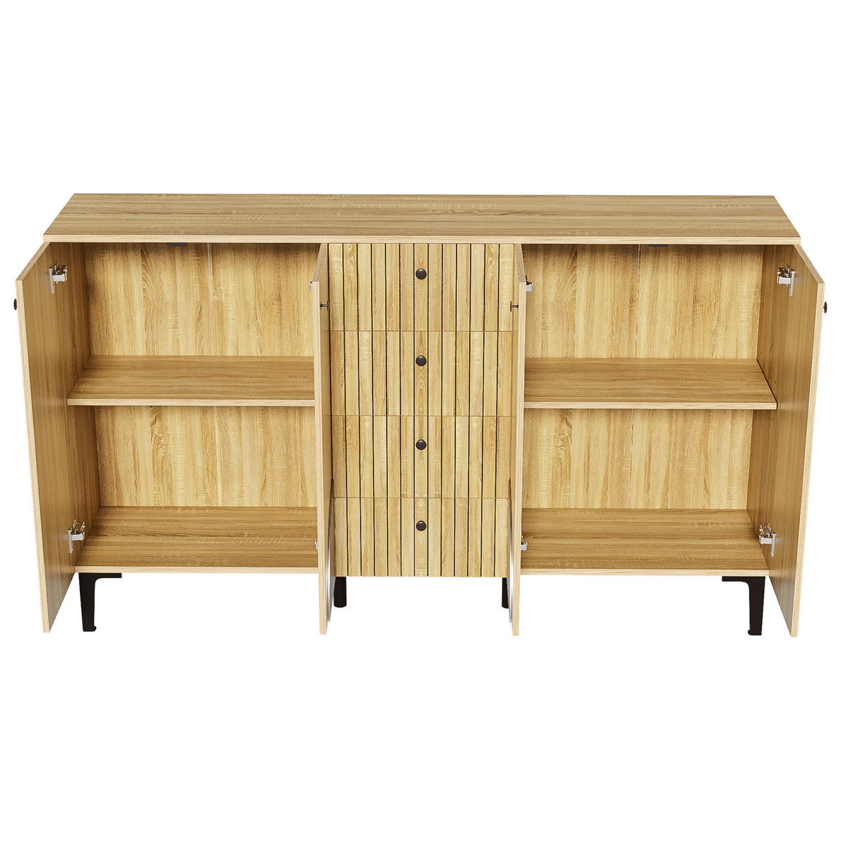 SIDEBOARD 160/36/94 cm in Holzfarbe mit 4 Türen und 4 Schubladen - Eichefarben, Holzwerkstoff (160/94/36cm) - Flora Grace