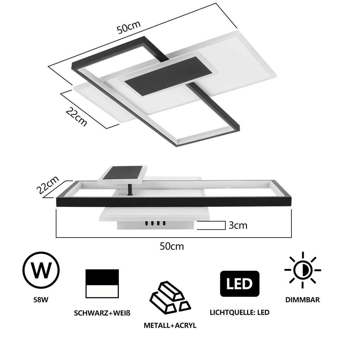 LED-DECKENLEUCHTE Maguire 50/50/7cm - Weiß, Metall (50/50/7cm) - Nettlife