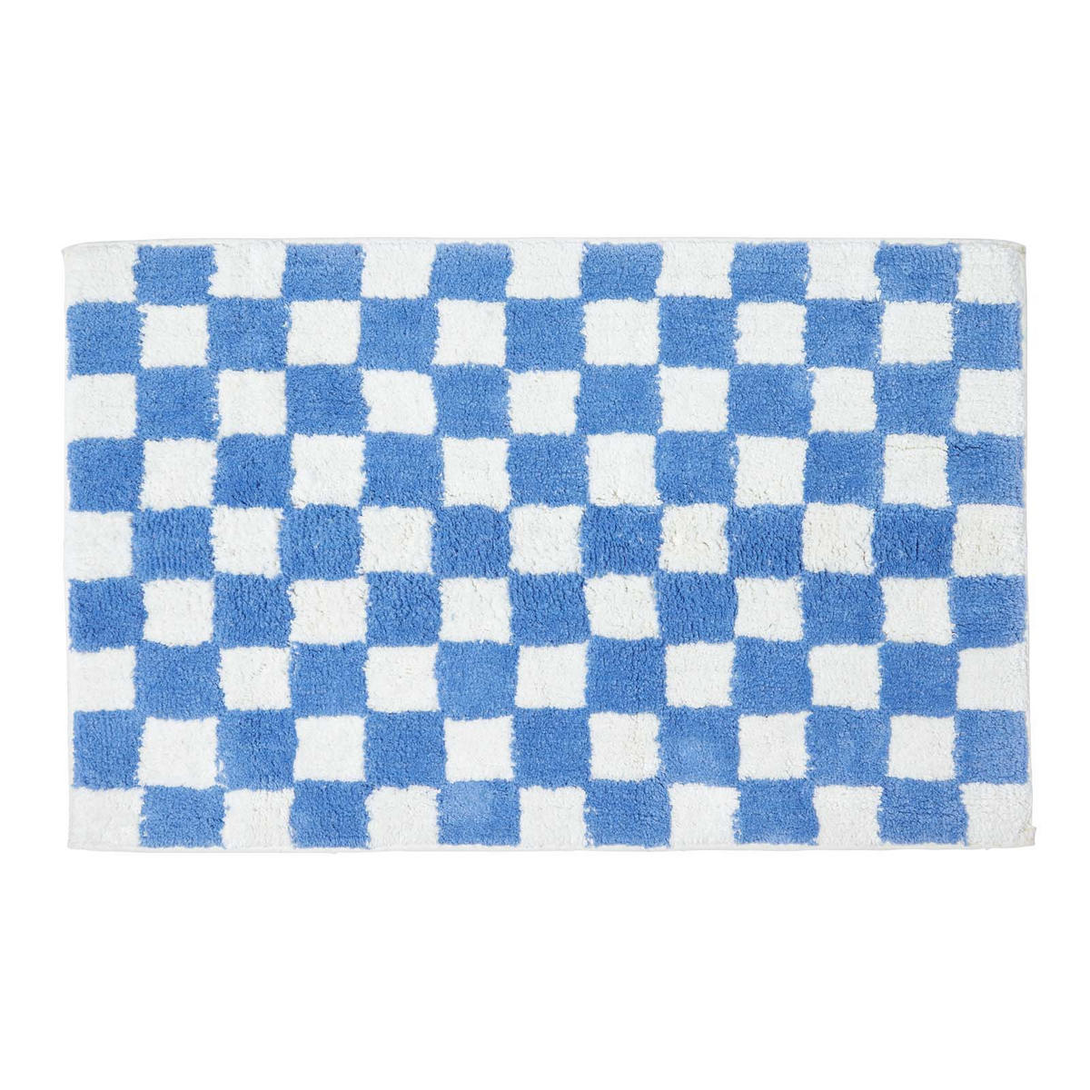 BADEMATTE 50/80 cm Karomuster, Baumwolle - Blau, Textil (50/80cm) - Homescapes