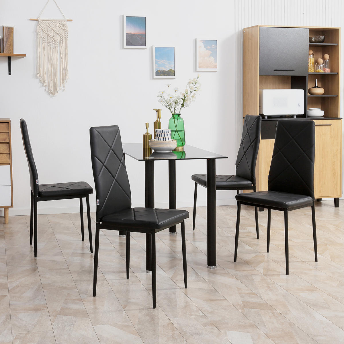 ESSZIMMERSTÜHLE Kunstleder Stahl Schwarz - Schwarz, Kunststoff (50/97/41cm) - HOMCOM