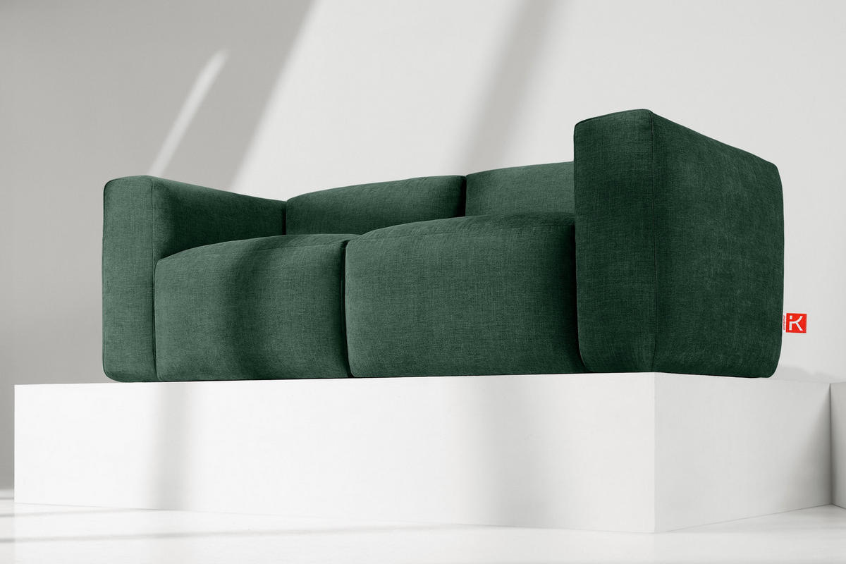 2-SITZER-MODULSOFA BUFFO mit extrem weicher und bequemer Sitzfläche, Gewebestoff, maritim - Grün, Textil (210/73/96cm) - KONSIMO®