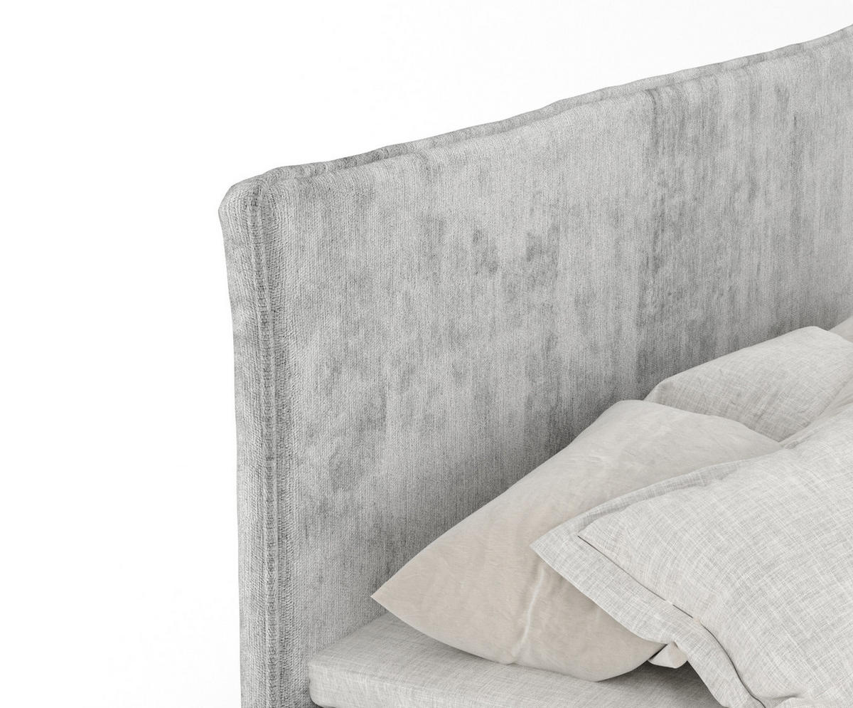 BOXBETT Peru Hellgrau 180/200 cm im Chenille-Stoff - Hellgrau/Schwarz, Holz/Holzwerkstoff (180/200cm) - Maison de Reve