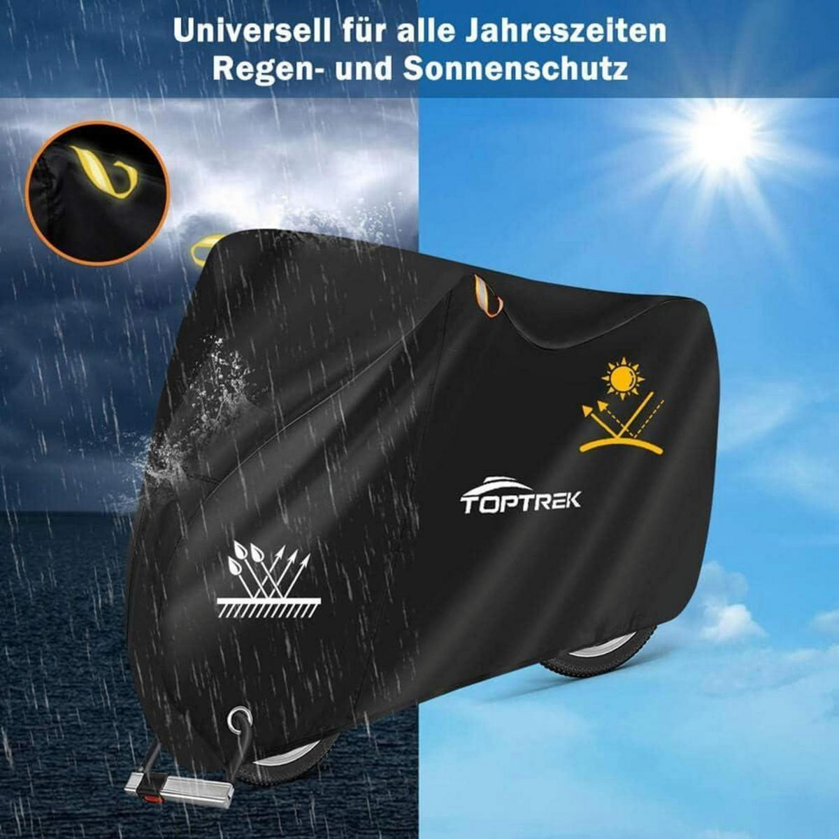 FAHRRADABDECKUNG 210D Oxford-Gewebe Wasserdicht 200 x 110 x 70 cm - Schwarz, Textil (70/200/110cm)
